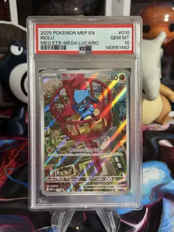 2025 POKEMON MEGA EVOLUTION ETB PROMO #010 RIOLU PSA 10 - Image 1