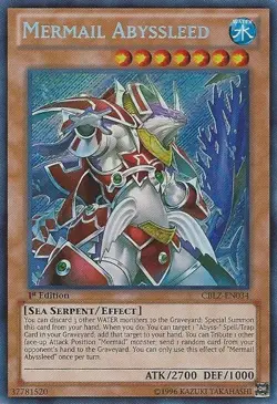 Yugioh! LP Mermail Abyssleed - CBLZ-EN034 - Secret Rare - Unlimited Edition Ligh - Image 1