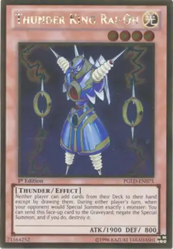 Yugioh! MP Thunder King Rai-Oh - PGLD-EN075 - Gold Rare - 1st Edition Moderately - Image 1