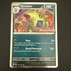 Pokemon TCG Tyranitar Holo Rare Card 135/193 Paldea Evolved Stamped Mint!! - Image 1