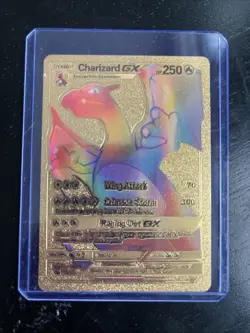 Pokemon Charizard GX Rainbow Gold Foil Card 150/147 - Image 1