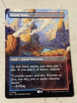 mtg borderless reversible Steam Vents, shock land, Lorwyn Eclipsed, unplayed - Image 1