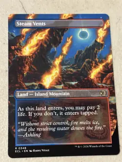 mtg borderless reversible Steam Vents, shock land, Lorwyn Eclipsed, unplayed - Image 2