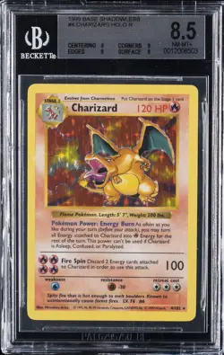 1999 POKEMON BASE SET SHADOWLESS #4 CHARIZARD HOLO R BGS 8.5 - Image 1