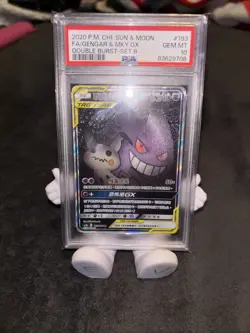 2020 POKEMON CHINESE SUN & MOON DOUBLE BURST FULL ART/GENGAR & MIMIKYU GX PSA 10 - Image 1
