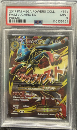 2017 POKEMON MEGA POWERS COLL PROMO #55A FULL ART/M LUCARIO EX PSA 9 - Image 1