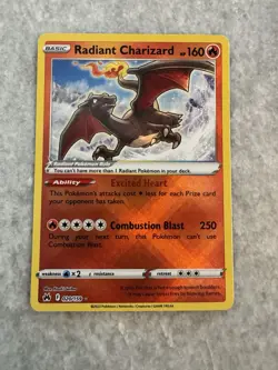 Pokemon TCG Radiant Charizard Crown Zenith 020/159 Holo Radiant Rare NM - Image 1