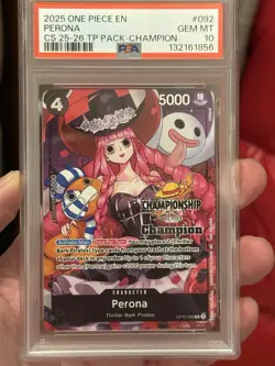2025 ONE PIECE CHAMP 25-26 TOP PLAYER PACK CHAMPION #092 PERONA PSA 10 *POP 10* - Image 1