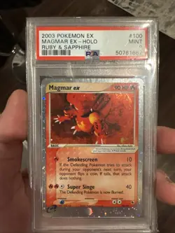 Pokemon TCG Magmar EX Ruby and Sapphire Holo Ultra Rare Card 100/109 PSA 9 - Image 1