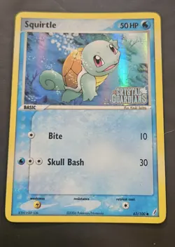 Pokemon TCG Squirtle Stamped Reverse Holo Card 63/100 EX Crystal Guardians LP - Image 4