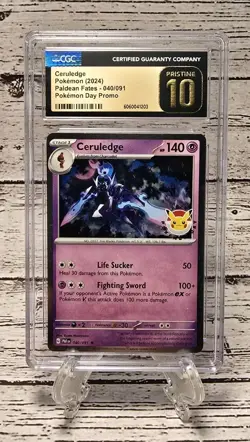 CGC 10 PRISTINE Ceruledge 040/091 Cosmos Holo Pokemon Day Promo 2024 Card - Image 1