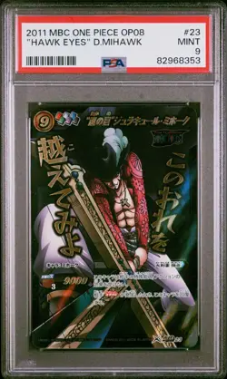 [PSA 9] One Piece Miracle Battle Carddass - Mihawk Holo Omega Rare Mint POP 1 - Image 1