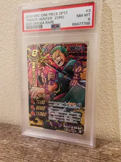 One Piece Miracle Battle Carddass - Pirate Hunter Zoro GOD Omega Rare PSA 8 - Image 3