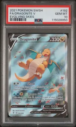 Pokemon 2021 Dragonite V 192/203 Alt Art Evolving Skies GEM MINT PSA 10 - Image 1