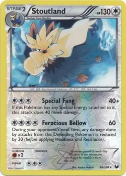 Pokemon - Stoutland - 88/108 - Rare - Reverse Holo - BW - Dark Explorers - NM - Image 1