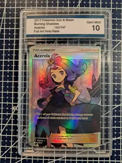 2017 Pokemon Sun & Moon Burning Shadows Acerola Full Art 142/147 Gem Mint 10 - Image 2