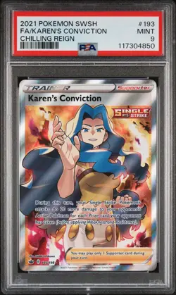 2021 Pokemon SWSH Chilling Reign Karen's Conviction #193/198 PSA 9 - Image 1