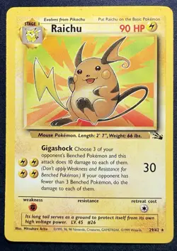 Pokemon TCG Raichu 29/62 Fossil Unlimited Rare Vintage - Image 1