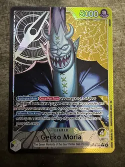 Gecko Moria OP14-080 (Alt Art) The Azure Sea's Seven Foil Leader Card, ENGLISH - Image 1