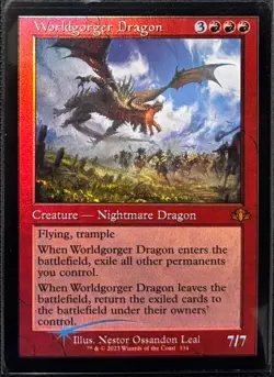 MTG Dominaria Remastered Worldgorger Dragon Retro Frame Foil (Mythic) - Image 1