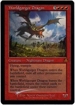 MTG Dominaria Remastered Worldgorger Dragon Retro Frame Foil (Mythic) - Image 2