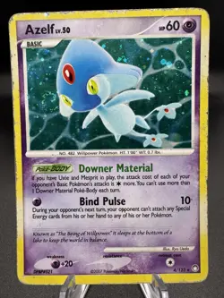 Pokemon TCG Azelf 4/123 Mysterious Treasures Diamond & Pearl Holo Rare - Damaged - Image 1