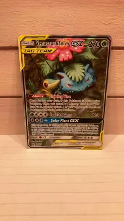 Venusaur & Snivy GX - SM229 - Full Art Promo Black Star Rare - Pokemon Card - NM - Image 1
