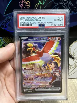 2025 POKEMON DESTINED RIVALS 230/182 ETHAN'S HO-OH EX ILLUSTRATION RARE PSA 10 - Image 1