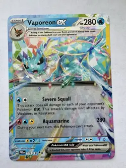 Pokemon TCG: 2025 Vaporeon EX 023/131- DOUBLE RARE-Prismatic Evolutions - Image 1