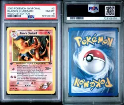 2000 Pokemon Gym Challenge Blaine’s Charizard 1st Edition Holo PSA 8 #2 - Image 3
