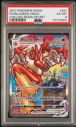 Pokemon TCG 2021 Chilling Reign Full Art Blaziken VMAX Secret Rare #201 PSA 6 - Image 1