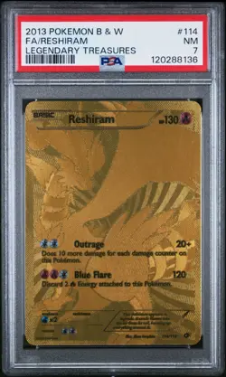 2013 Pokemon B&W Legendary Treasures Reshiram 114/113 Gold FA PSA 7 - Image 1