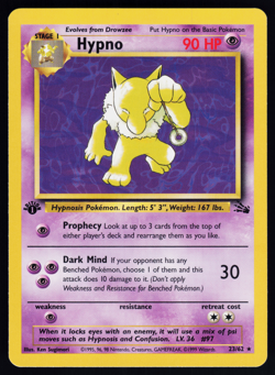 Hypno 23/62 Pokemon Fossil English 1st Edition Rare - Image 1