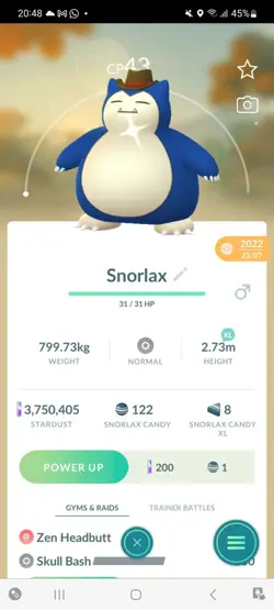 Pokemon Go Shiny Snorlax Cowboy Hat ( Stage 1 ) - Image 1