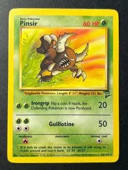 Pinsir 29/130 Non Holo Rare Base Set 2 - Pokemon Card WOTC LP - - Image 1