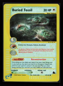 Buried Fossil 47/144 Common Skyridge Reverse Holo Pokemon Card - Image 1