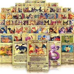 New 55PCS Pok Card Foil GOLD PACK CARDS TCG GX Vmax GX Card Charizard Rare - Image 3