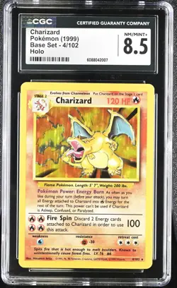CGC 8.5 Charizard 1999 Base Set 4/102 Holo Pokemon Card - Image 1