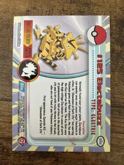 Pokemon 2000 Topps TV Animation Edition Series 3 Electabuzz #125 Blue Logo NM - Image 2