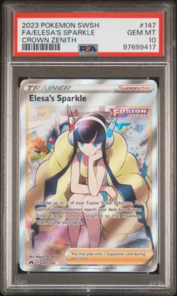 2023 POKEMON SWORD & SHIELD CROWN ZENITH #147 FULL ART/ELESA'S SPARKLE PSA 10 - Image 1