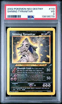 Shining Tyranitar 113/105 Neo Destiny Pokemon PSA 3 - Image 1