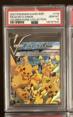 2021 Pokemon Celebrations Pikachu V-Union SWSH 139-142 Promo Set PSA 10 Non Seq - Image 2