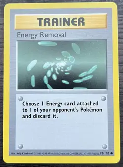 Shadowless Energy Removal 092/102 Pokemon TCG WOTC Base Set Trainer MINT NM - Image 1