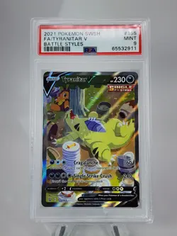 2021 POKEMON SWORD & SHIELD BATTLE STYLES #155 FULL ART/TYRANITAR V PSA 9 - Image 1