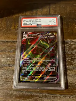 POKEMON 2021 Evolving Skies Full Art RAYQUAZA VMAX #111 PSA 8 RARE - Image 1