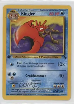 Kingler 1st Ed. Pokemon Fossil #38 1999 - Image 1