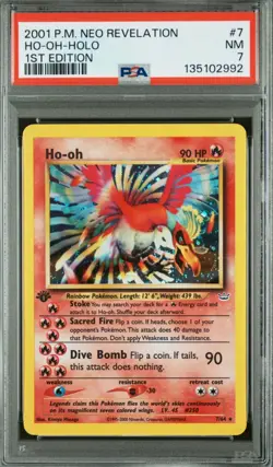 Pokemon Neo Revelation 2001 Ho-Oh 1st Edition Holo Rare #7 PSA 7 NM - Image 1
