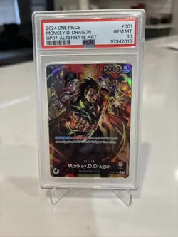 2024 ONE PIECE MONKEY D DRAGON OP07-001 (L) ALT ART PSA GEM MINT 10 - Image 1