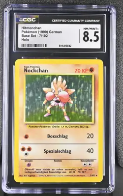 CGC 8.5 Hitmonchan 1999 Base Set GERMAN 7/102 Holo Pokemon Card - Image 1