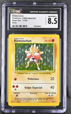 CGC 8.5 Hitmonchan 1999 Base Set SPANISH 7/102 Holo Pokemon Card - Image 1